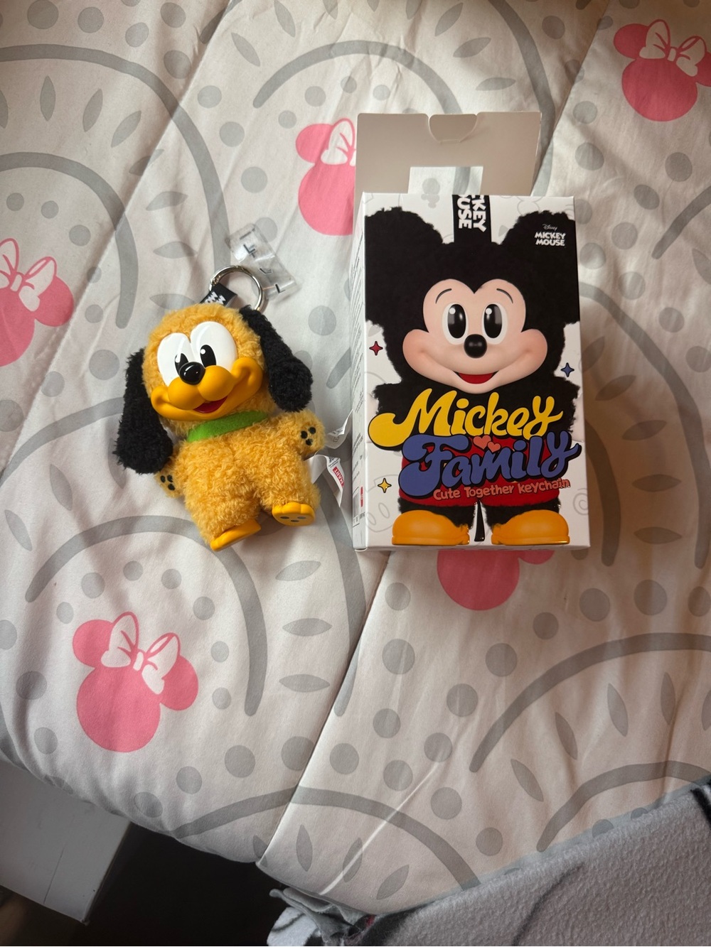 Disney Yellow Pluto Plush Keychain with Black Ears and Green Collar